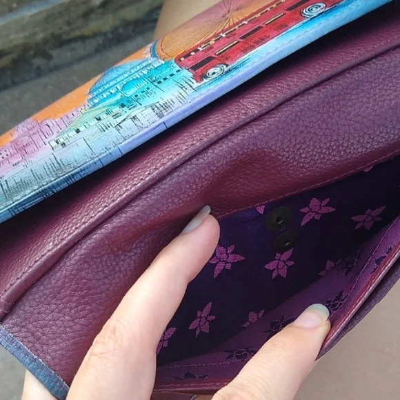 Anuschka London Sunset Handpainted  Leather Wallet - Picture 8 of 12